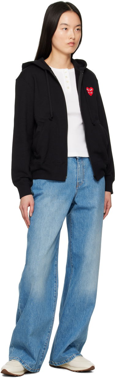 Sweatshirt Comme des Garçons COMME des GARÇONS PLAY Layered Heart Zip Hoodie Sort | T294-051, 3