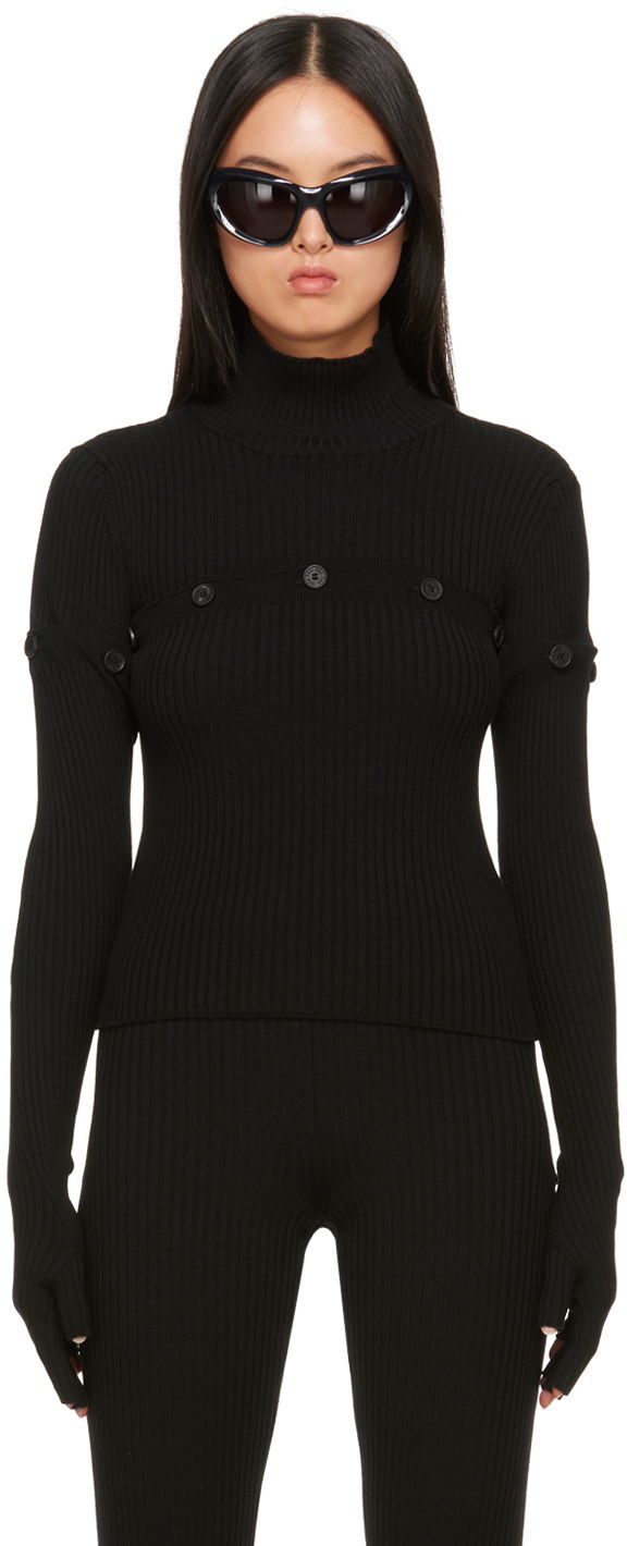 Sweater Jean Paul Gaultier Gaultier Button Turtleneck Sort | 23/15-F-PL036-M057-00
