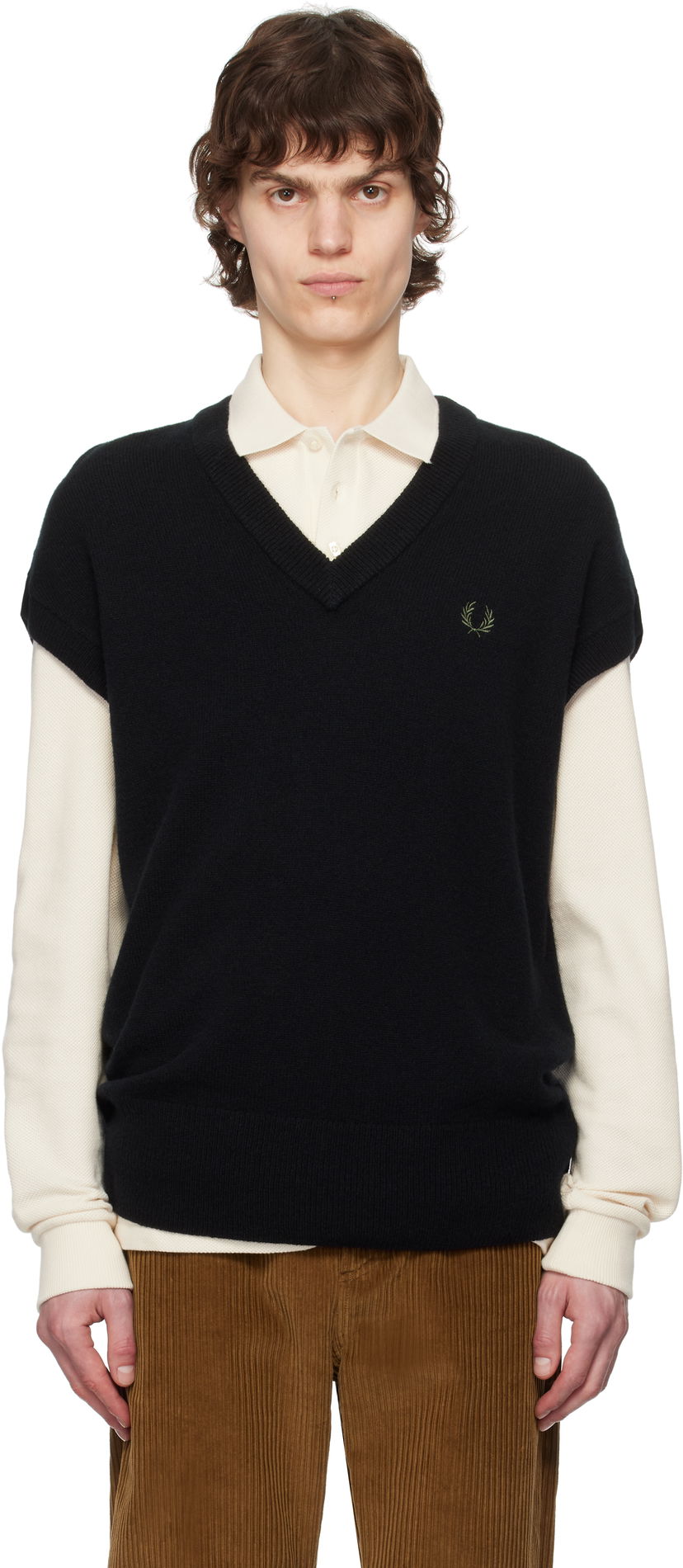 Sweater Fred Perry Fred Perry Lambswool Knit Vest Sort | K8567