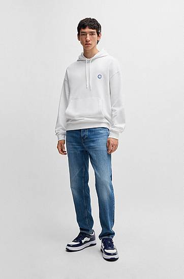 Sweatshirt BOSS Happy HUGO Cotton-Terry Hoodie Hvid | 50522381, 1