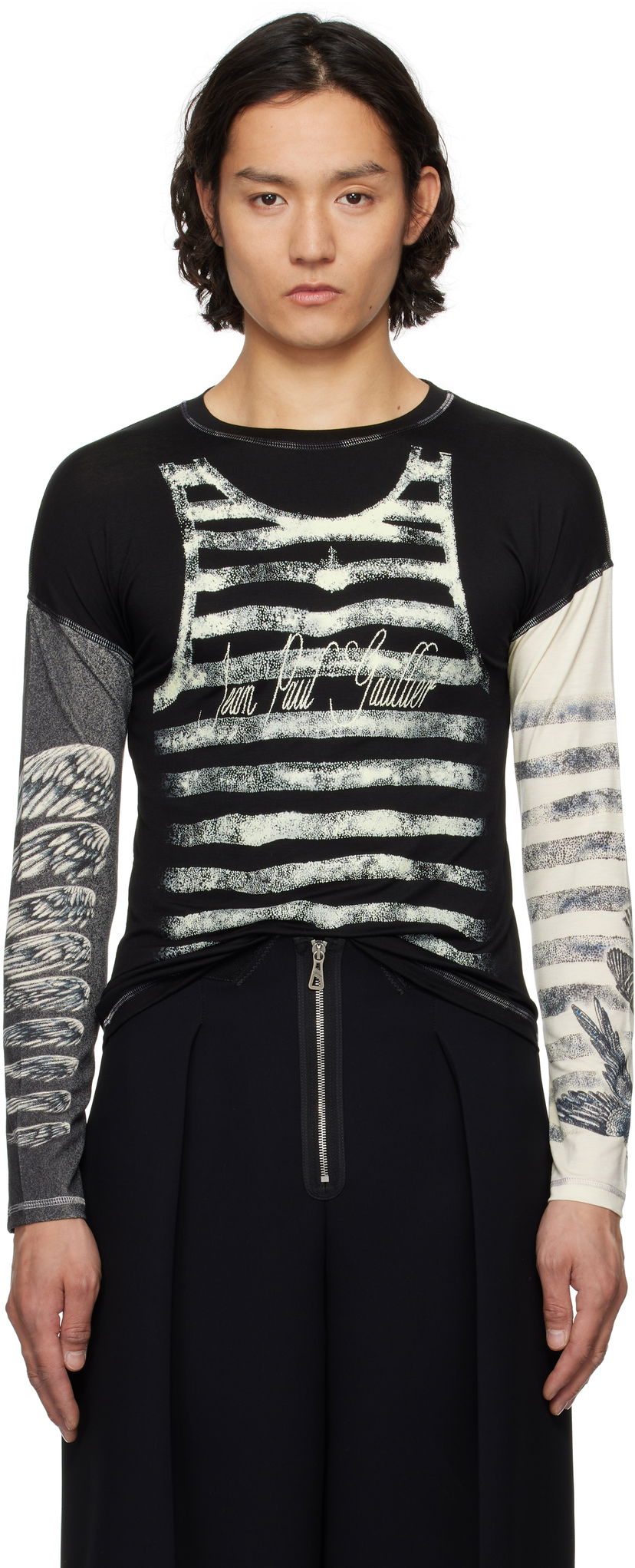T-shirt Jean Paul Gaultier Jean Paul Gaultier Tattoo Top T-Shirt Sort | 25/34-F-TO267I-J089-0003