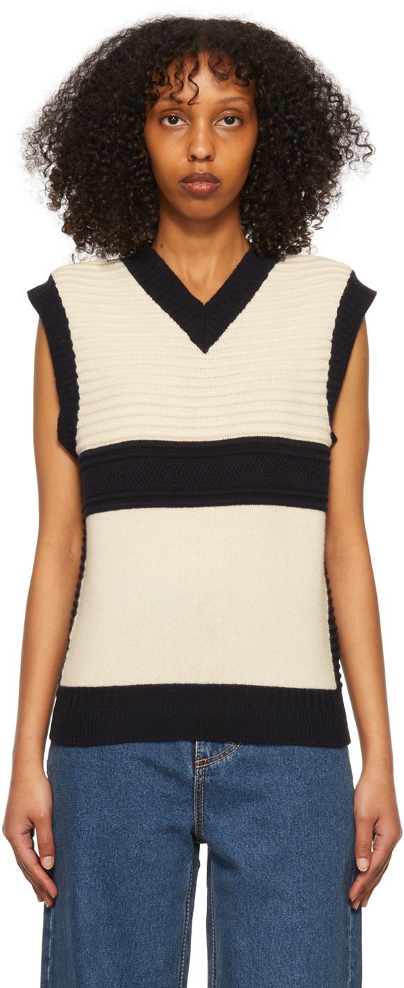 Sweater Eytys Striped Knit Vest Hvid | MAMR