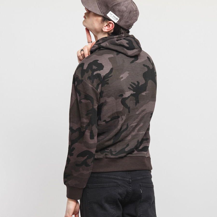 Sweatshirt Urban Classics High Neck Camo Hoodie Grå | TB1781 Dark Camo Grey, 1