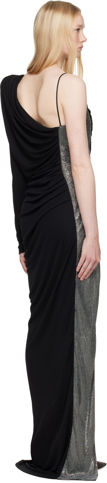 Kjole Balmain Balmain Draped Asymmetrical Two-Material Maxi Dress Sort | EF0RR965PD03, 2