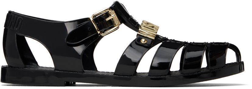 Tilbehør Moschino Moschino Jelly Lettering Logo Sandals Sort | MA16501G1M M20 000