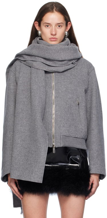 Bomberjakke Blumarine Felt Scarf Bomber Jacket Grå | A422S079A, 0
