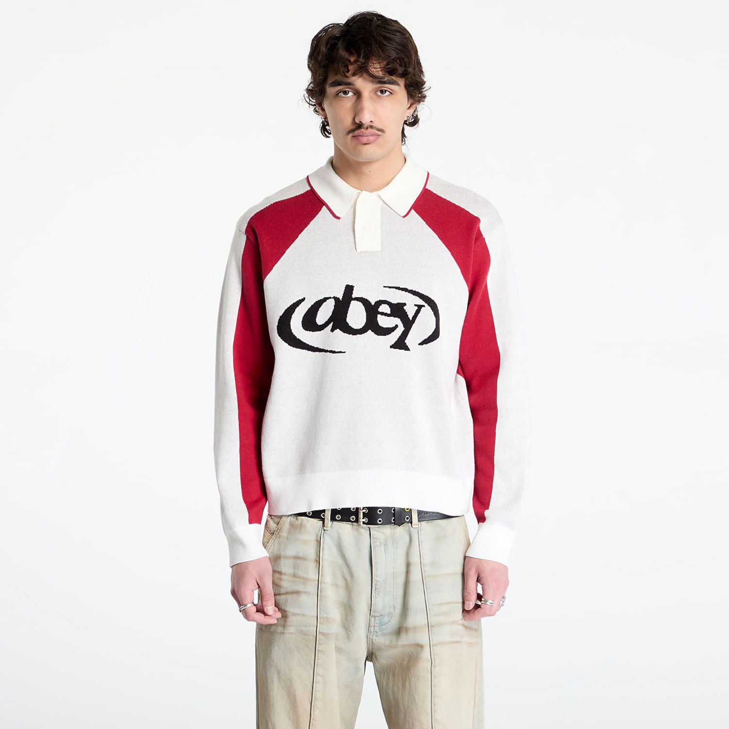 Sweater OBEY OBEY Soccer Polo Sweater Hvid | 151000100-WTM, 0