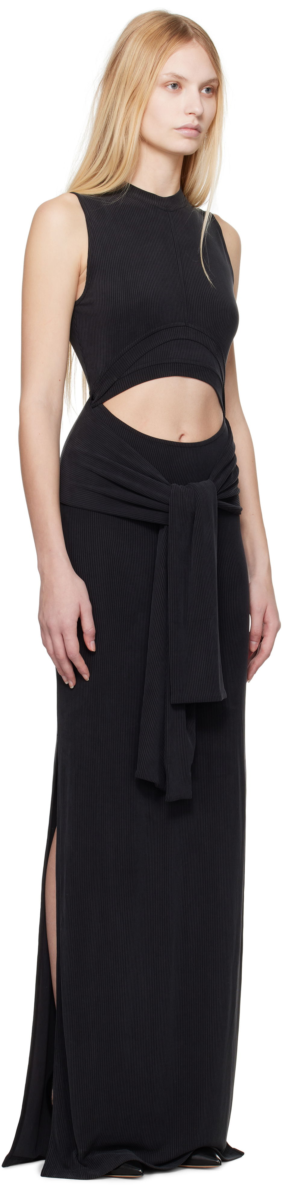 Kjole Balmain Balmain Knotted Cutout Maxi Dress Sort | EF1RO125JJ76, 1