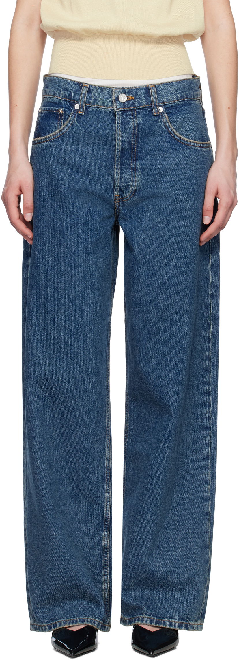 Jeans Anine Bing Anine Bing Manon Wide Leg Jeans Blå | A-06-10617-WHD47