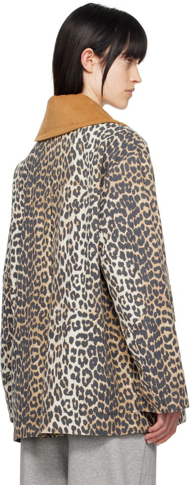 Frakker GANNI Ganni Leopard Print Canvas Midi Jacket Beige | W0391, 2