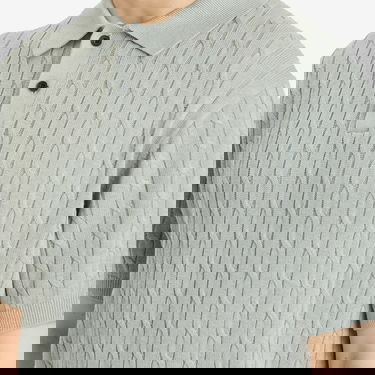Sweater BEAMS Beams Plus Cable Knit Polo Shirt, Size Large Grå | 3802-0022-103-71, 5