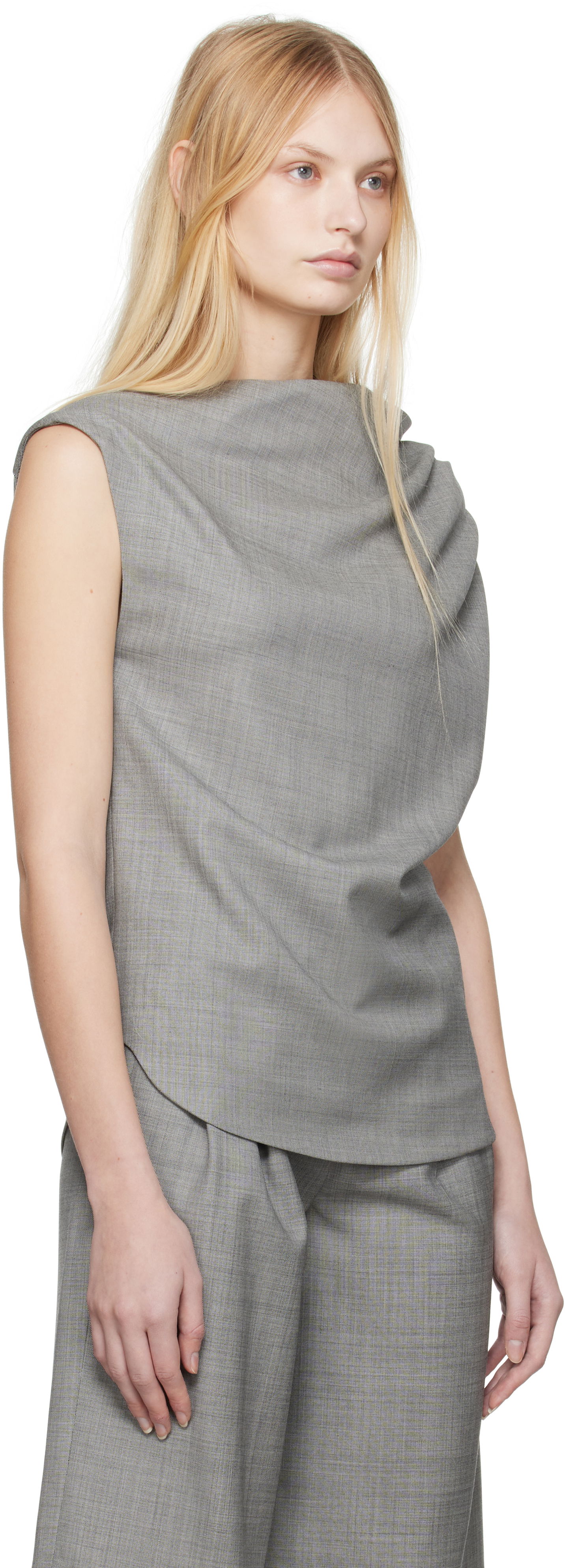 T-shirts og tank tops Loulou de Saison Loulou de Saison Lyra Draped Blouse Grå | LYRA, 1