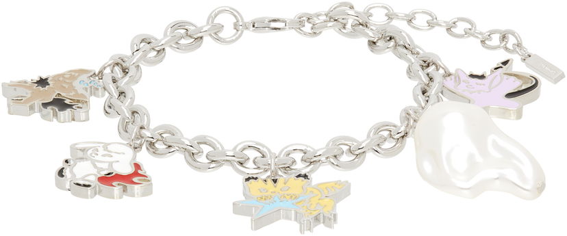 Armbånd We11done We11done Silver-Tone Metal Monster Charms Bracelet with Faux Pearl Metalisk | WD-AJ2-25-525-U-SV