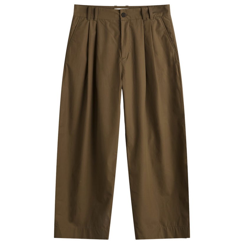 Bukser Studio Nicholson Studio Nicholson Double Pleat Volume Pants, Size Large Brun | YALESNM-788-BLD