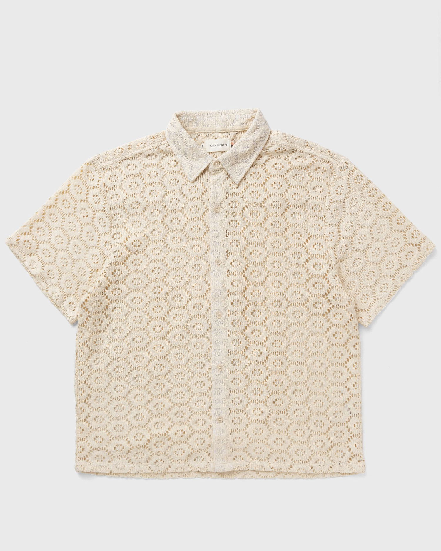 Skjorte Honor The Gift Crochet Button-Up Shirt Beige | HTG250232-BONE, 0