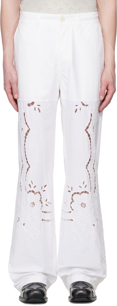 Bukser Marine Serre Marine Serre Regenerated Household Linen Wide Leg Trousers Hvid | UPA056A UWOV0007, 0