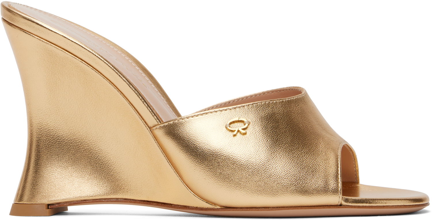 Tilbehør Gianvito Rossi Gianvito Rossi Nappa Silk Wedge Sandals Metalisk | G10095-95RIC-NPS, 0