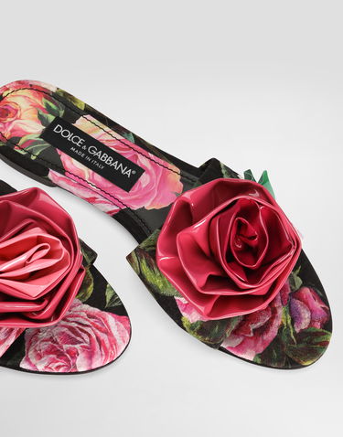 Tilbehør Dolce & Gabbana Dolce & Gabbana Printed Brocade Rose Slides Flerfarvet | CQ0634A6N91HN5IG, 3