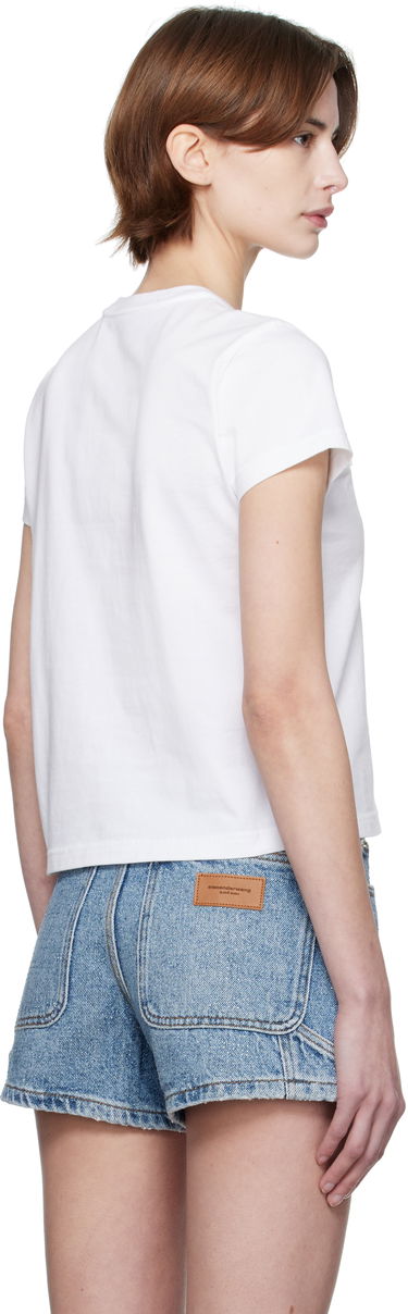 T-shirt Alexander Wang Alexander Wang Distressed Logo Cropped T-Shirt Hvid | 1CC1251991, 2
