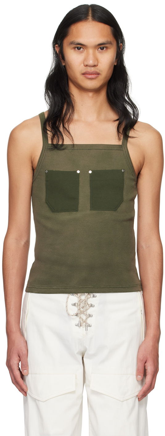 Tanktop Dion Lee Pocket Ribbed Tank Top Grøn | C3165PS24
