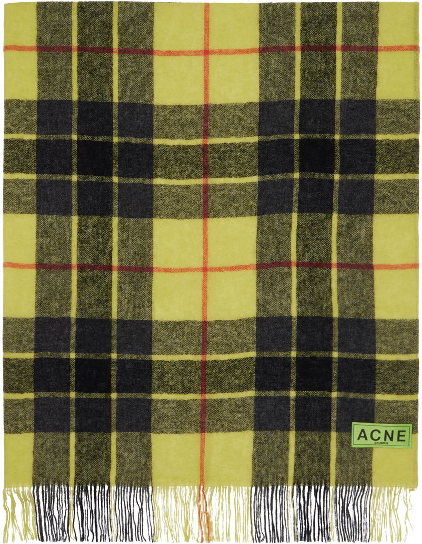 Tørklæde Acne Studios Check Fringe Scarf Gul | CA0312-, 0