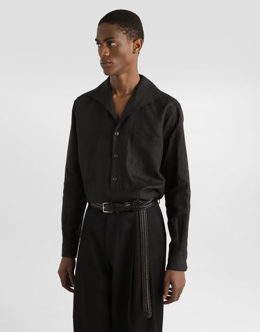 Skjorte Dolce & Gabbana Dolce & Gabbana Three-Button Linen Shirt Sort | G5ND3TFU4JBN0000, 3