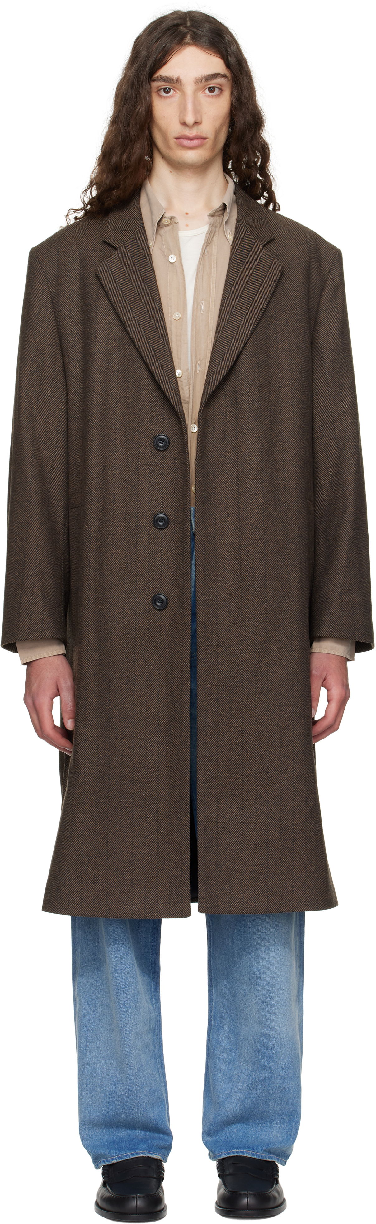 Frakker BOSS Hugo Regular Fit Concealed Closure Coat Brun | 50542695, 0