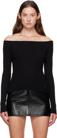 Courrèges Off Shoulder Rib Knit Top