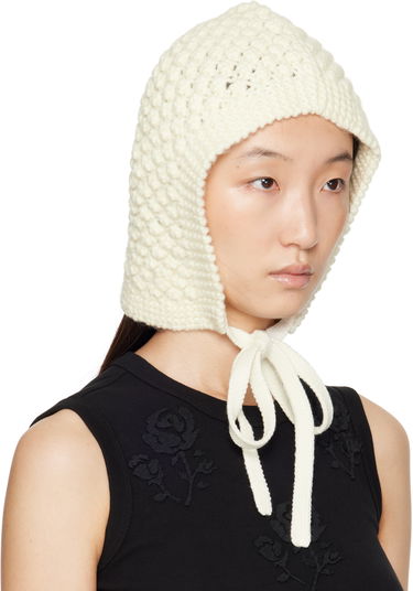 Beanie SHUSHU/TONG SHUSHU/TONG Tied Knit Hood Hvid | MWDCAC06 ACR001, 3