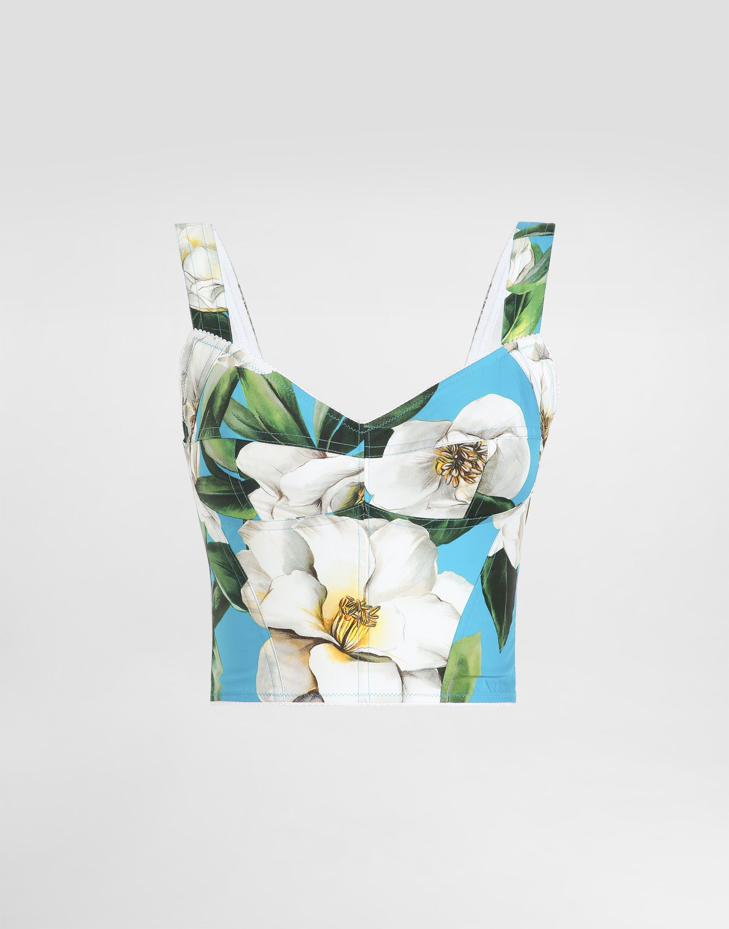 Crop top Dolce & Gabbana Dolce & Gabbana Gardenia Print Cotton Corset Top Blå | F7W98THS5TJHC5JB, 0