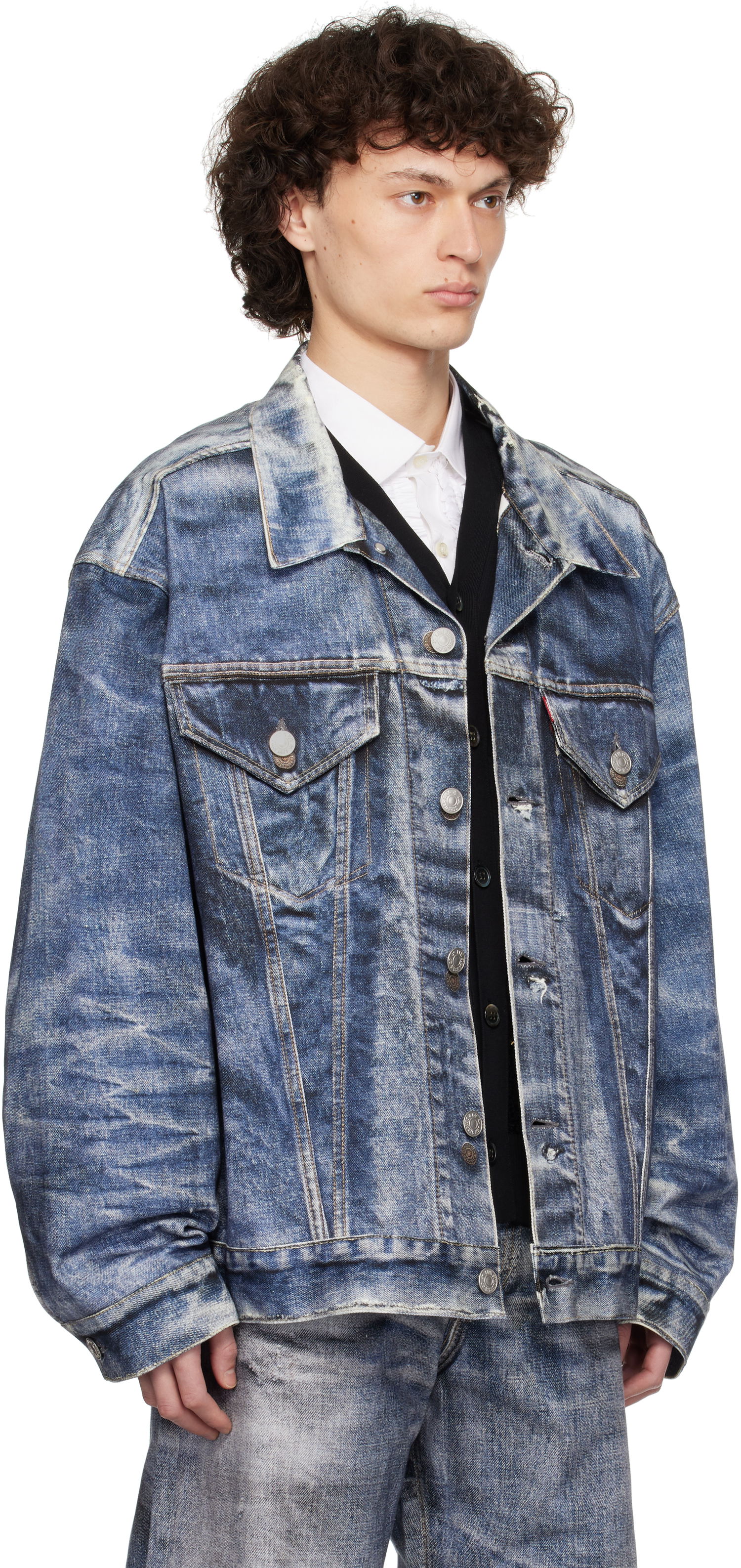 Jakke Junya Watanabe Junya Watanabe Levi's Edition Cotton Twill Inkjet Print Jacket Blå | WO-J911-100, 1