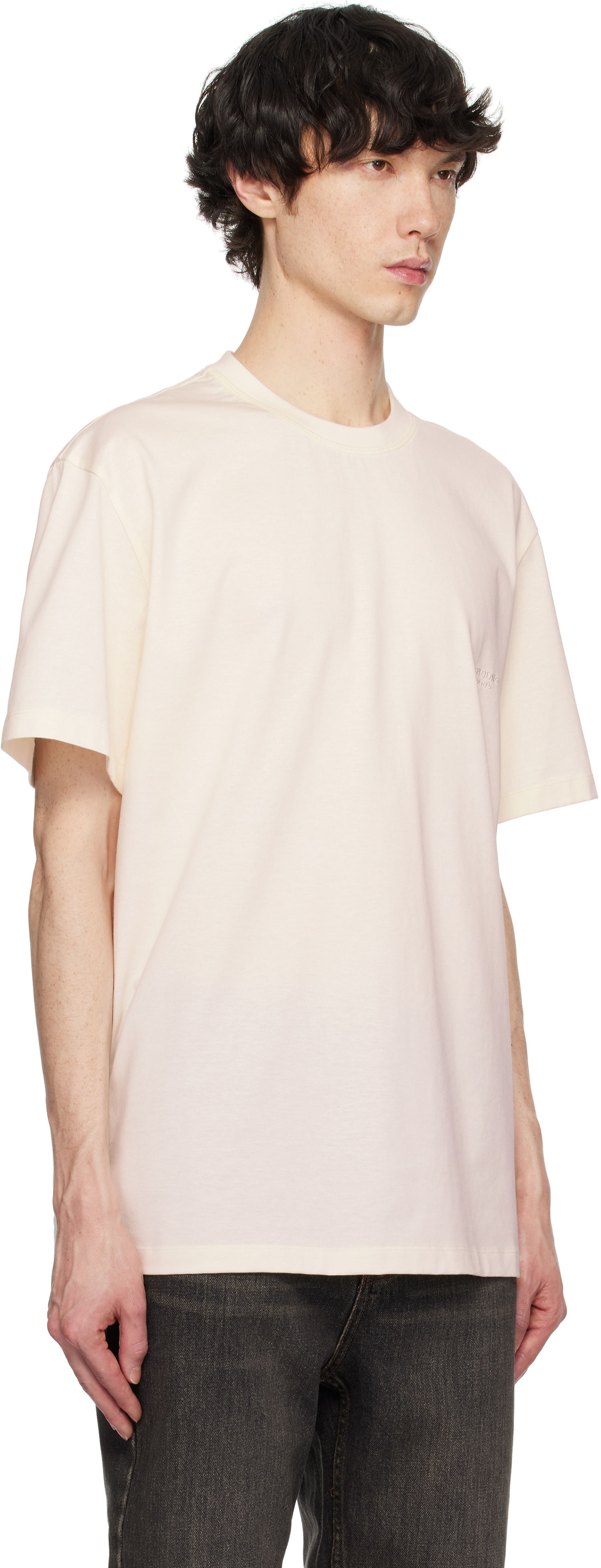 T-shirt WOOYOUNGMI WOOYOUNGMI Embroidered Logo T-Shirt Beige | W251TS02, 1