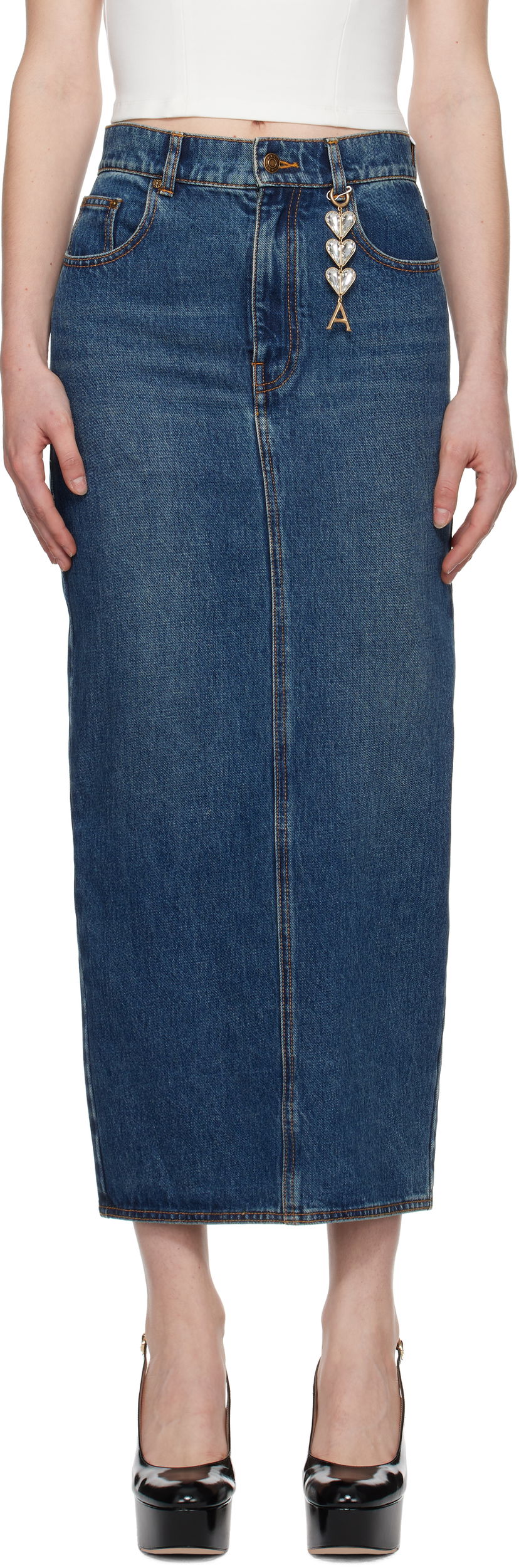 Nederdel Area Denim Midi Skirt With Zipper Blå | PF24AWSK0018DE01