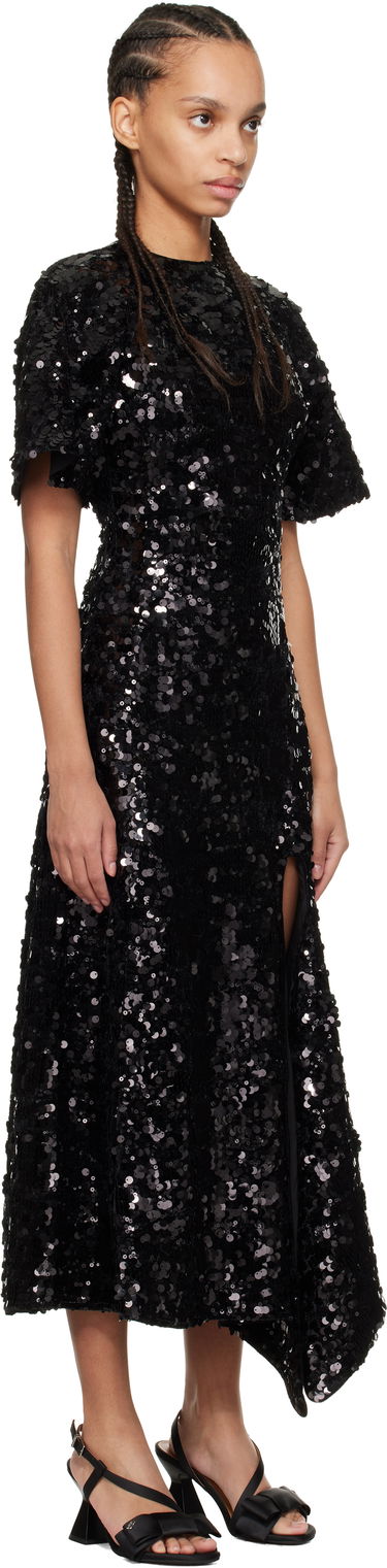 Kjole GANNI GANNI Velvet Sequin Maxi Dress Sort | T4044, 1