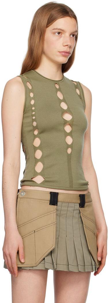 Tanktop Dion Lee Snake Diamond Cutout Tank Top Grøn | C7213P23, 1