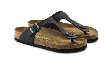 Sneakers og sko Birkenstock Gizeh Oiled Leather Black Regular Fit Sort | 845251, 4