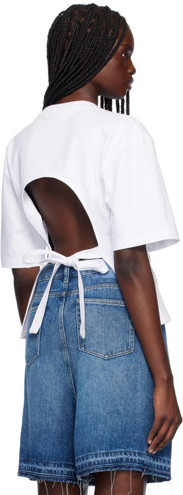 T-shirt GANNI Ganni Cotton Tie Back T-Shirt Hvid | T4149, 2