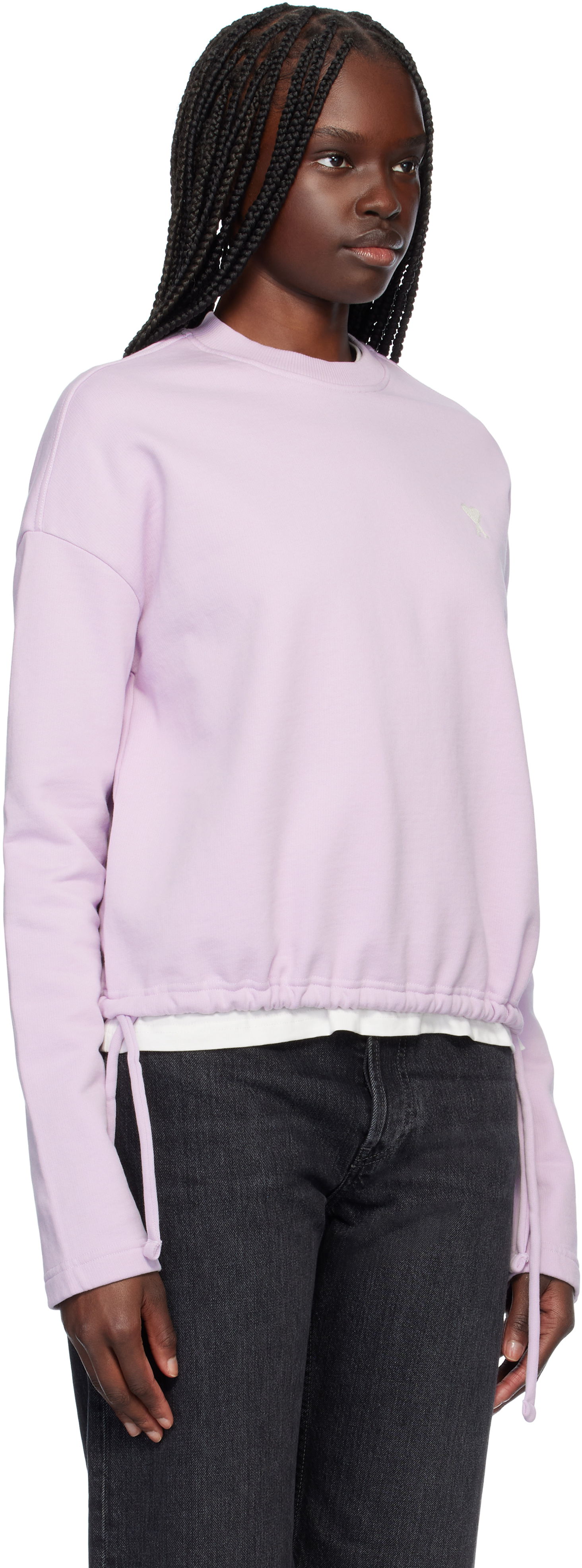 Sweater AMI AMI Paris Cotton De Coeur Drawstring Sweatshirt Lilla | FSW060.730, 1