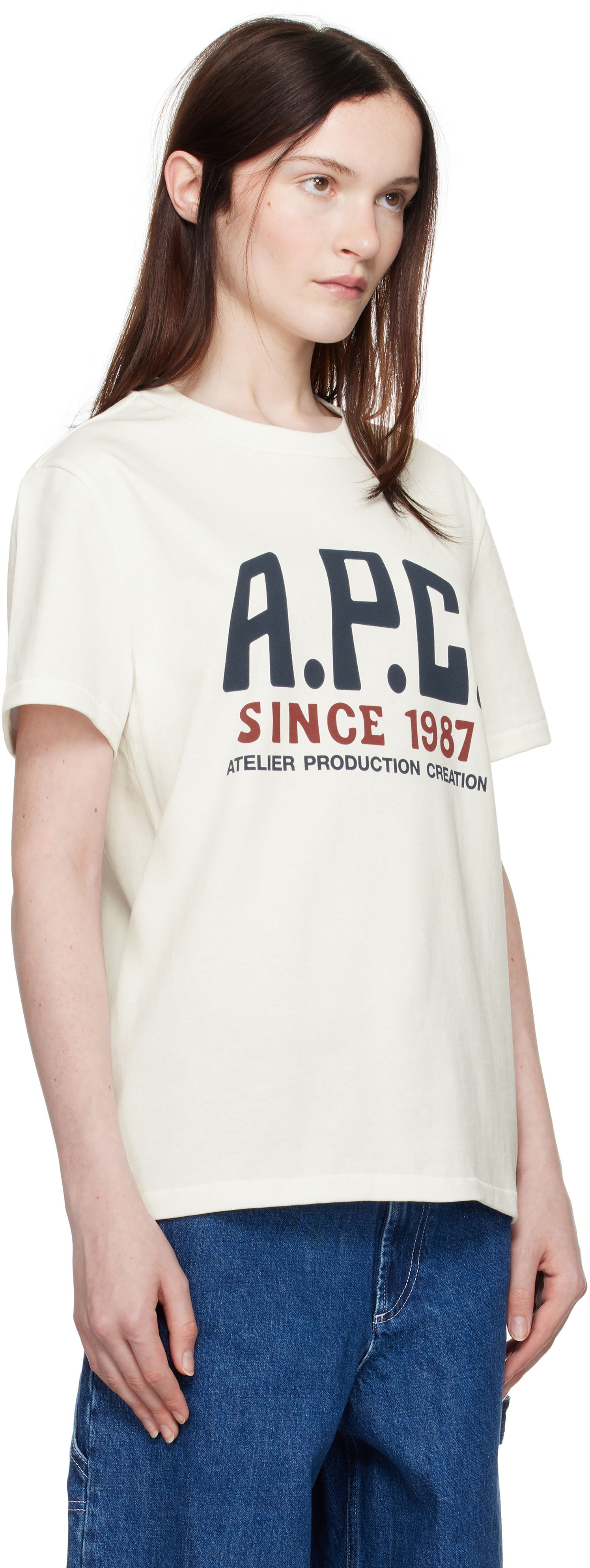 T-shirt A.P.C. Print Label T-Shirt Hvid | COHBU-M26442, 1
