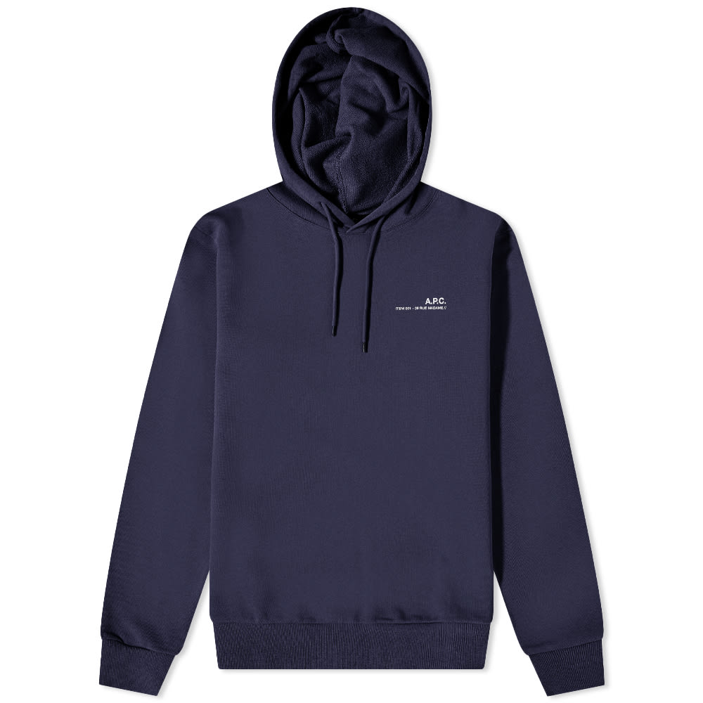 Sweatshirt A.P.C. Item Logo Hoodie Mørkeblå | COFBQ-H27672-IAK, 0