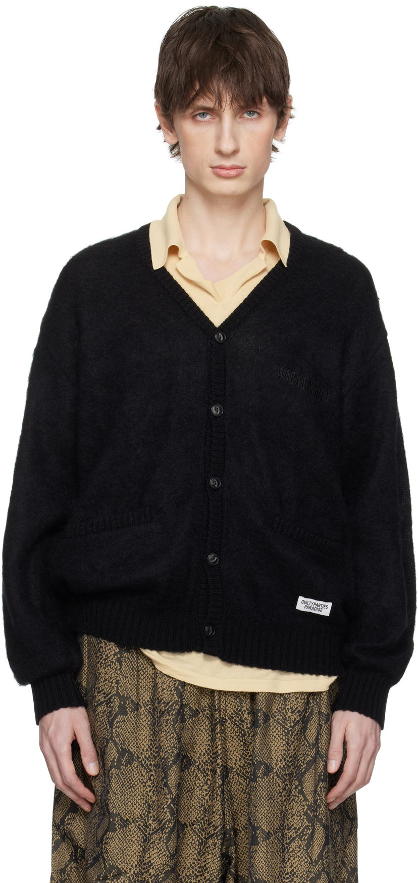 Sweater WACKO MARIA WACKO MARIA Mohair Knit Cardigan Sort | 25SS-WMK-KN06