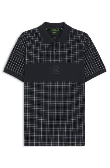Polo skjorte BOSS Regular Fit Checked Pima Cotton Polo Shirt Sort | 50544478