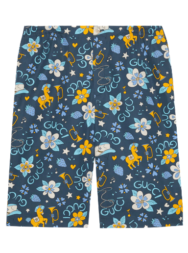 Shorts Gucci Flower And Pony Shorts Blå | 672698 ZAITH 4520