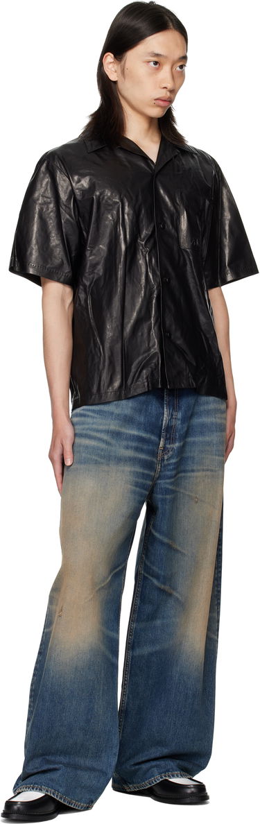 Skjorte AMIRI AMIRI Lightweight Camp Leather Shirt Sort | AMLTIR1017, 3