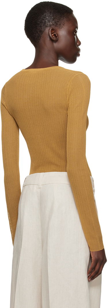 Sweater Max Mara Ribbed Knit V-Neck Sweater Brun | 2411361053600006, 2
