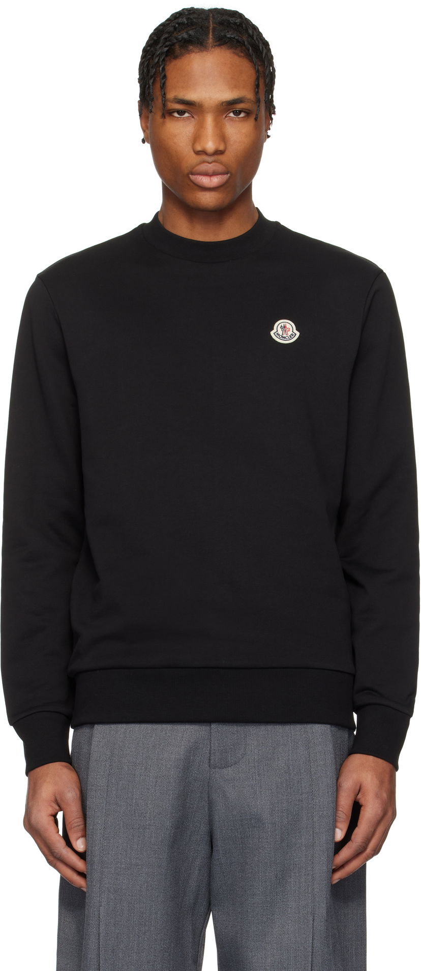 Sweater Moncler Moncler Logo Patch Cotton Sweatshirt Sort | K10918G00073809KR