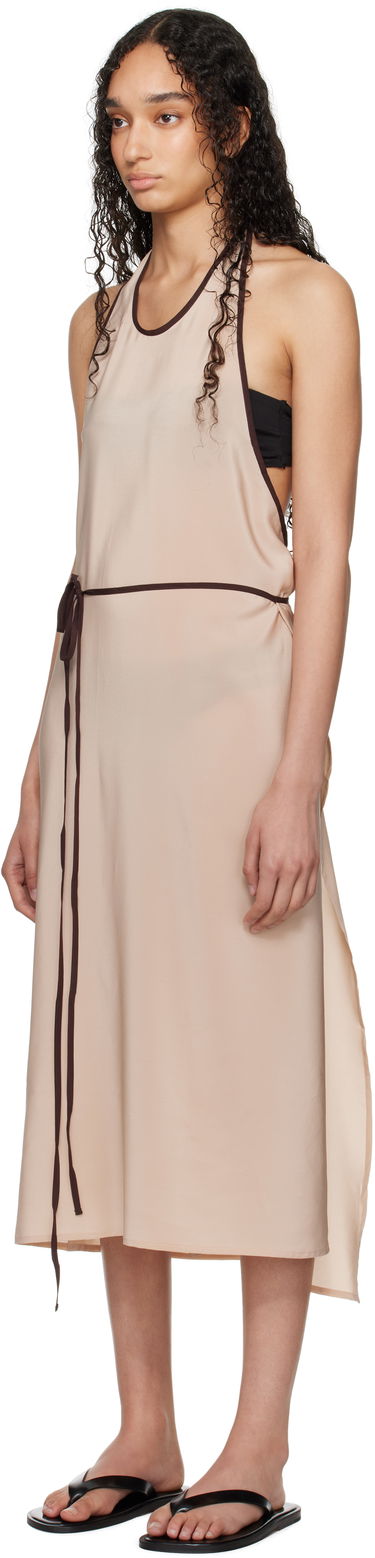 Kjole Baserange Baserange Apron Wrap Midi Dress Beige | Apron Dress, 3