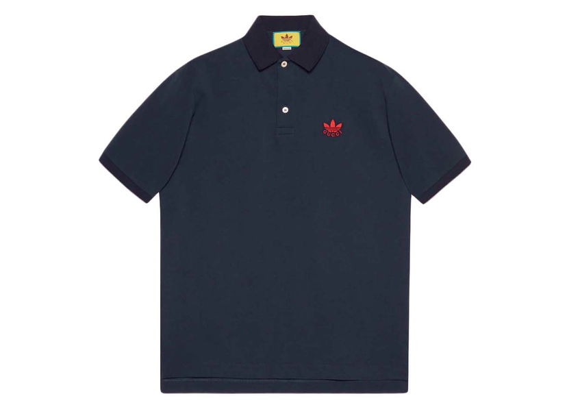 Polo skjorte Gucci adidas x Cotton Piquet Polo Dark Blue Mørkeblå | 700497 XJEL0 4433