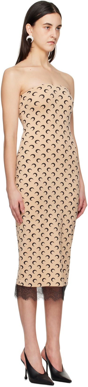 Kjole Marine Serre Marine Serre Moon Print Bustier Midi Dress Sort | WDR333A CJER0001, 4