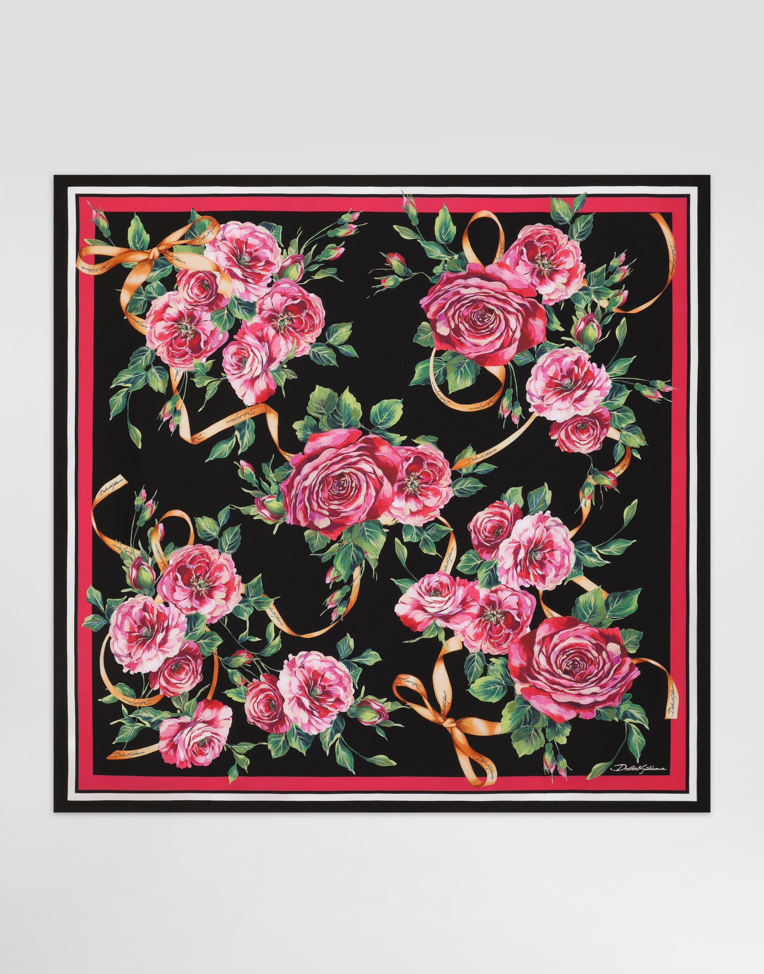 Tørklæde Dolce & Gabbana Dolce & Gabbana Rose-Print Silk Twill Square Scarf Flerfarvet | FN090RGDCUJHD5JA, 0